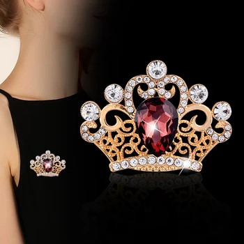 KIOOZOL Luksuzni Starinski Crystal Dragulj Crown Rose Gold i Silver Boja Broš Za Žene Pribor Za Svadbene Zurke KO6