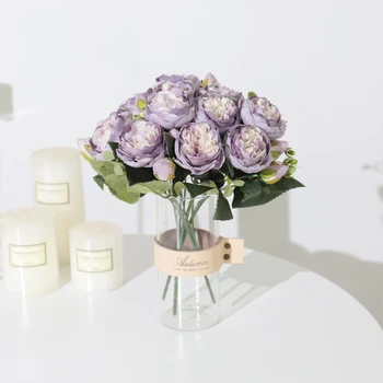 Bijela Ruža Umjetno Cvijeće Klasicni Buket Piona Visoke Kvalitete Nevjesta, Drži Lažni Cvijet Kuće Svadbeni Nakit Središnje