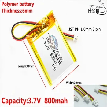 JST PH 1,0 mm 3 pin Kvalitetan 3,7 U, 800 mah 603040 Polymer li-ion/li-ion baterija za tablet PC BANKE, GPS, mp3, mp4