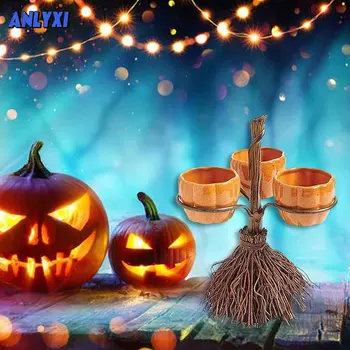 2022 Halloween Metla Bundeva Šalica Separator Tanjur Voća Uzorak Uzorak Smole Bundeva Šalica Metla Polica Halloween Ukrasima