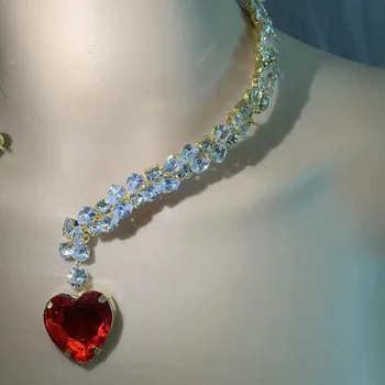 Blještavo Gorski Kristal Vjenčanje Kubni Cirkonij Veliko Srce Privjesak Otvoreno Ogrlice Ogrlice za Žene Crystal Asimetrično Ogrlica Ovratnik
