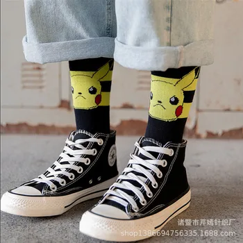 Čarape Srednje Duljine s Pokemon Pikachu, Čarape u stilu anime, Tanke Čarape s Uzorkom Бульбасавра Чармандера Сквиртла, Svakodnevne Čarape za dječake i djevojčice