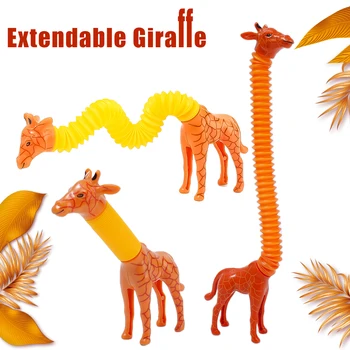 Pop Proljeće Cijev s Žirafa Senzorne Igračke za Djecu i Odrasle Igračke za Stres Dječji Autizam anti-stres Plastične Mijeha Tlačne Igračke