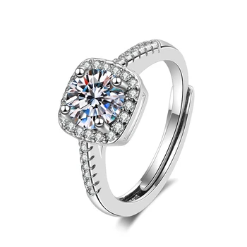 Originalno novo srebro инкрустированное kvadrat prsten od циркона s okruglog kristalno prekriveno srebrnim prstenom, luksuzna fin par, vjenčani vjenčanja dekoracija