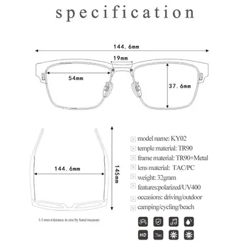KY02 Pametne Naočale Bežične Bluetooth-poziv Audio Naočale za telefoniranje bez korištenja ruku Music Audio Sportske Naočale Bežične Slušalice