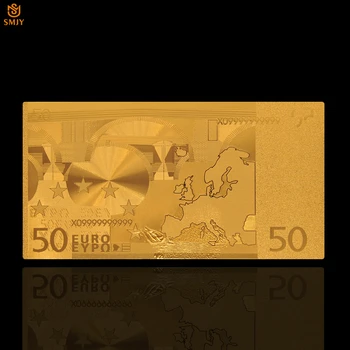 Suvenir Valuta Eura 50 Eura 24k Pozlaćeni Novčanice Lažni Novac Proizvodnja Zbirka Zlatnih Novčanica S Okvirom COA Pokloni