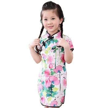 Haljine za djevojčice s пионами, ljetno dječja Ципао, odjeća za djevojčice na kinesku Novu Godinu, Чонсам, Odjeću, cvjetnih haljina Chi-Pao, od 2 do 16 godina