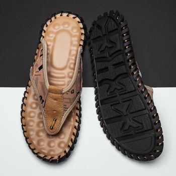 Coslony/Nove muške japanke od umjetne kože ručne izrade, Svakodnevne ljetne sandale s заколкой na čarapu, Bijela plaža cipele veličine 39-48, muške papuče