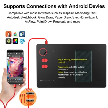 10 moons G20 Grafički Tablet Za Crtanje s роликовым ključ Velike Aktivno Područje Digitalni Tableta Podrška za Android Telefon s darovima
