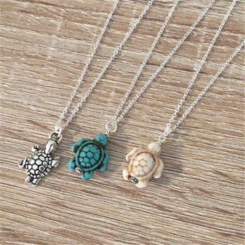 3 kom./1 komplet ogrlica u obliku kornjače, Slatka privjesak u obliku kornjače 3 boje, Modni nakit za muškarce i žene, Poklon za Zaljubljene