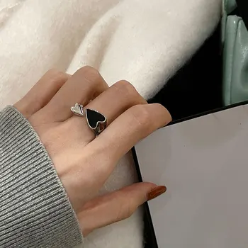 XIYANIKE Double Srce Crnci Otvorena Pljuska Prsten Za Žene Djevojka 2022 Nova Moda Modni Nakit Poklon Večernje Vjenčanje prsten donje