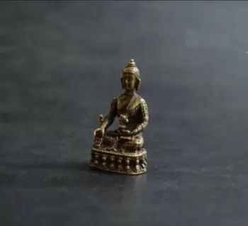Kineska stara antička mali kip Buddhe Medicine od čistog mesinga