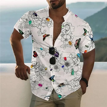 2022 Majice s Leptirićima Za Muškarce, 3d Print, Muška Havajski Košulja s Leptirićima, odbojka na Moderan Top Kratkih Rukava, Majica, Muška Bluza, Camisa