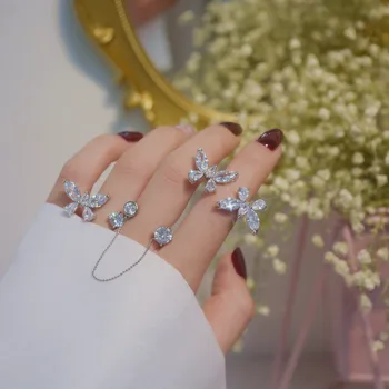 Korejski hit prodaje, modni nakit, luksuzni sjajne bakrene umetnut цирконы, otvoren leptir, donje otvoreni prsten za prom