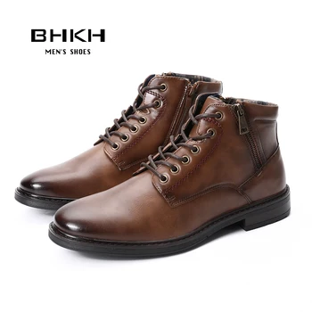 Čizme na munje i čipka-up brand BHKH, 2022, zima topla muške cipele, radne softveri za modeliranje cipele, kožne muške cipele