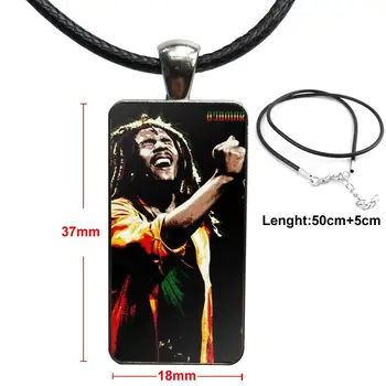 Legenda Bob Marley Za Vjenčanje Stakleni Кабошон Nakit Boje Čelika S Dugim Privjeskom Ogrlicu Pravokutni Ogrlica