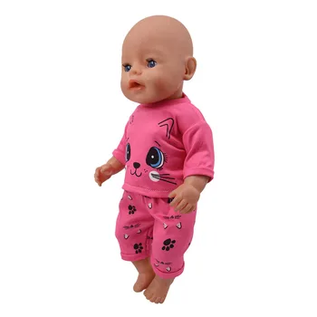 Lutkarska odjeća, пижама s mačkom, pogodan za 18-colne američkih i 43-inčni lutke Reborn Baby Girl, naše generacije, najbolje dječje igračke