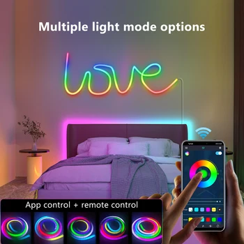 Tuya Smart LED Neonska Svjetla PROGRAM DIY Sinkronizacija Glazbe RGBIC Dreamcolor Vodootporna Fleksibilna Zatamnjen Jurnjava Trake Trake TV Svjetla Igre