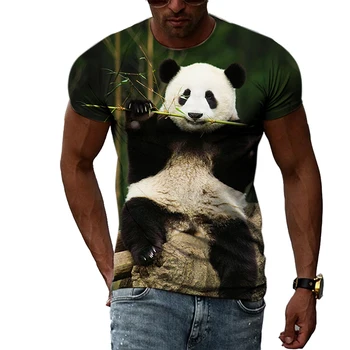 Ljetne Nove Muška majica s likom Životinje, Giant panda, Svakodnevne majice sa 3D ispis U stilu Hip-Hop, Harajuku, Individualne...