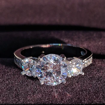 čvrste Tri Kamena srebrne boje dizajnerske Vjenčano Prstenje Modni Stil 3 Karat Kubni Cirkonij Prstenje Nakit sepcial R1597