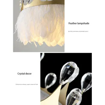 Moderna bijela olovka luster Zlatna Kruna kristalnim lusterima nordijsko moda djevojka soba svete nedjelje spavaća soba luster