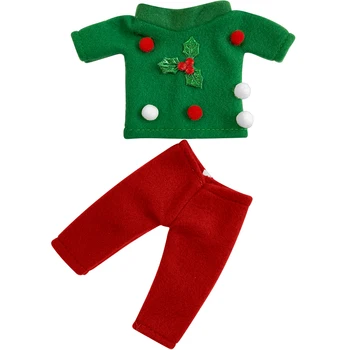 Jedan Detalj Kawaii Božićni Vilenjak Lutka Odjeća Crvene Hlače + Zeleni Top Komplet Suknja Igračke, Pribor Besplatna Dostava