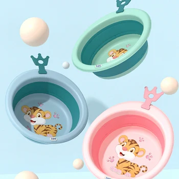 Sklopivi bočni držač Mini-Umivaonik s Crtani Krunom, Plastični Lavor Za Novorođenčad, Pogodan Za 0-6 mjeseci