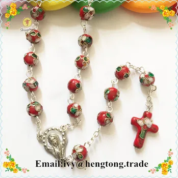 Veleprodaja, besplatna dostava, 8 mm, crvene перегородчатые perle, ogrlica za jasan, эмалевые perle, vjerske krunice s križem перегородчатым