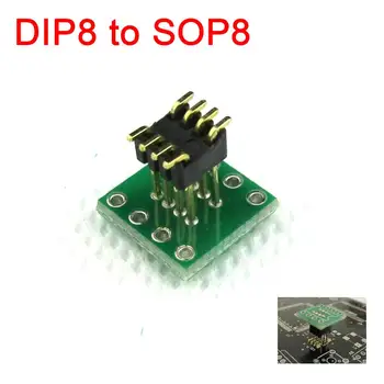 Adapter DIP8 za SOP8, Priključak SOIC8, tiskana pločica 1,27 mm/2,54 mm, Adapter 8pin, Ažuriranje Zvučne kartice, Naknada Pretvarača, Pojačalo Snage