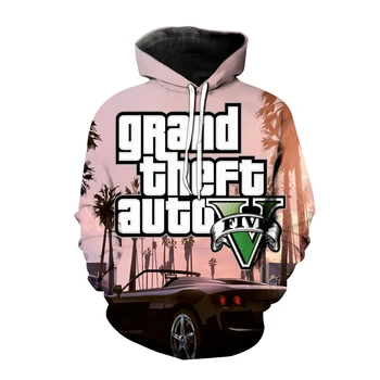 Grand Theft Auto (GTA 5 Veste s 3D Ispis Za Muškarce I Žene, Moda Majica sa Kapuljačom, Popularna Igra, Pulover s Kapuljačom i po cijeloj površini, Unisex Odjeća
