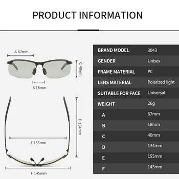 Dnevno Noćni Vid Pola Rimless Naočale Trendy Sunčane Naočale Za Muškarce Vožnje Kameleon Muški Luksuzni Dizajner PC Gafas De Sol