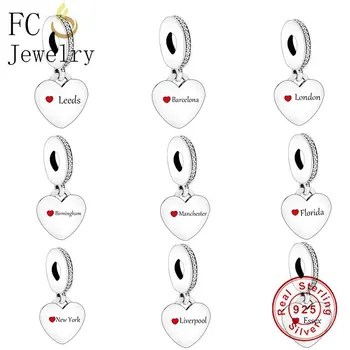 FC Jewelry Fit Originalni Narukvica S Privjescima Pan Od Srebra 925 Sterling, Manchester, London, New York, Barcelona, Kuglice 