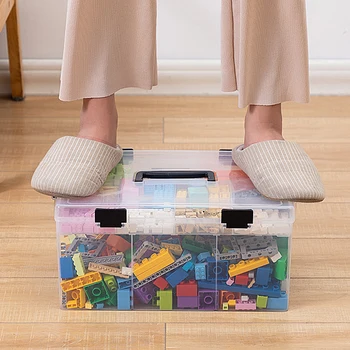 2-Слойный Kutija Za Skladištenje Građevinskih Blokova Za Lego, Transparentan Organizator Za Igračke S Poklopcem, Radiouredaj Sklopivi Set, Kutija Za Lijekove