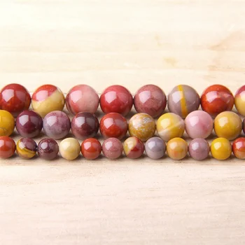 Prirodni žuti crveni kamen Мукаит perle slobodni su okrugle, glatke razuporne jaje perle za izradu nakita prodaja na veliko narukvice diy materijal