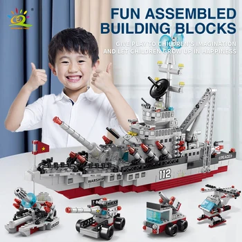 HUIQIBAO 561 kom. Model Broda mornarice Ratni Brodovi Gradivni Blokovi Construction Set Za Dječake Vojska Brod Zrakoplov Cigle Igračke Za Djecu Poklon