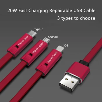 Podesivi USB Kabel, Obnovljivi Kabel za Punjenje Telefona, za Rezanje iPhone, Brzi Popravak Mobilnog Telefona Android Type C, Reusable Linija