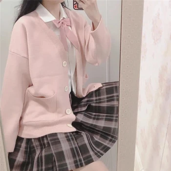 Japanski Školski Džemper Proljeće i Jesen Pamuk S V-neck, Pletene Džemper JK Uniforma Kardigan Višebojne Studentski Cosplay Za Djevojčice