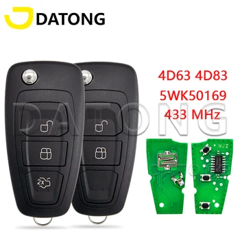 Automobilski ključ Datong World Pogodan za Ford Focus Transit C-Max, S-Max, Mondeo MK3 4D63 4D83 433 Mhz 5WK50165 5WK50166 5WK50168 Sklopivi ključ