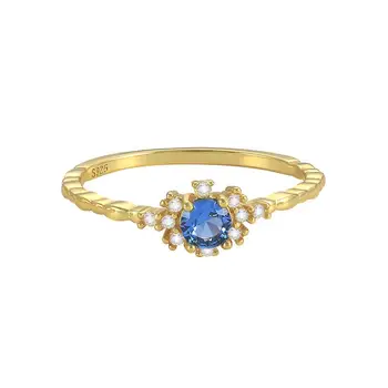 MC 925 Sterling Srebra Klasicni Pahuljica Morske Plavi Cirkon Prsten Za Žene Djevojke Večernje Vjenčani Prsten Na Prst Nakit Pokloni Za Valentinovo