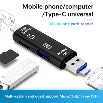 5 U 1 Multifunkcionalni Usb 2.0 Type C Usb Micro Usb Tf SD Čitač memorijskih Kartica OTG Adapter Za Čitanje kartica dodatna Oprema Za Mobilne telefone