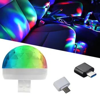 2X Auto Auto Žarulja USB Light DJ RGB Mini Šareni Glazbeni Zvuk Svjetlo USBC Apple Godišnjeg odmora College Karaoke Atmosferske Žarulja Svjetlo Dobrodošlice
