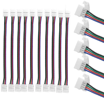 10 mm 4-Pinski Konektor za Led Trake RGB Za 5050 SMD RGB LED Беспаянная Tiskana pločica Traka Svjetlosti s Dva Utora za Priključni Kabelski Priključak