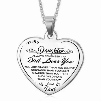 Moja kćer Od majke, očevi, Ogrlica s ovjesom u obliku srca od nehrđajućeg Čelika, volim Te, Kćeri, Obiteljsko Ogrlice, Nakit Poklon