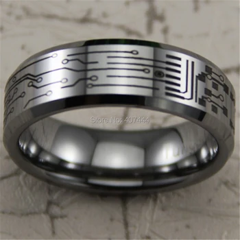 Besplatna Dostava YGK NAKIT Vruće Prodaju 8 MM Silver Kosina pcb Dizajn Muški Udobnost Odgovara Volfram Zaručnički Prsten