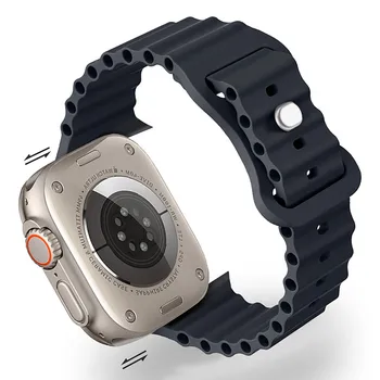 Ocean Remen za Apple Watch Ultra Strap series 8 7 6 5 4 3 Silikonska Narukvica za iWatch Ultra 49 mm 44 mm 40 mm 45 mm 41 mm 42 mm Uzicom