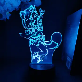 Genshin Impact Sayu Igra 3D Led noćno svjetlo za uređenje Spavaće sobe Svjetlo Slatka Figurica Šareni Poklon Led Svjetiljka Dječji Savršen Poklon