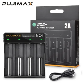 PUJIMAX 4 USB Utora Litij Baterija Punjač Pametan Led Svjetiljka S Kabelom Za 18650/26650/18350/32650 Litij-ionske Punjive Baterije