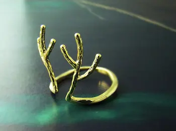 Moderan Stan prsten s rogovi jelena Rogovi Klasični Dizajn Zlato Bijela Ruža Tri Boje po želji Pogodan za muškarce i žene