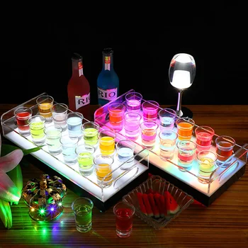 RGB Punjiva Akrilni Stalak za 6 ili 12 Čaša s pozadinskim Osvjetljenjem, Сервировочный Držač, Stalak Za vina Čaše, Led Pladanj za Posluživanje VIP pića