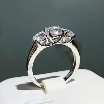 2021 Tri kamena Laboratorijsko Prsten s Dijamantom od 925 sterling srebra Angažman Zaručnički Prsten Prsten za Žene Vjenčanje Fin Nakit Večernje Poklon